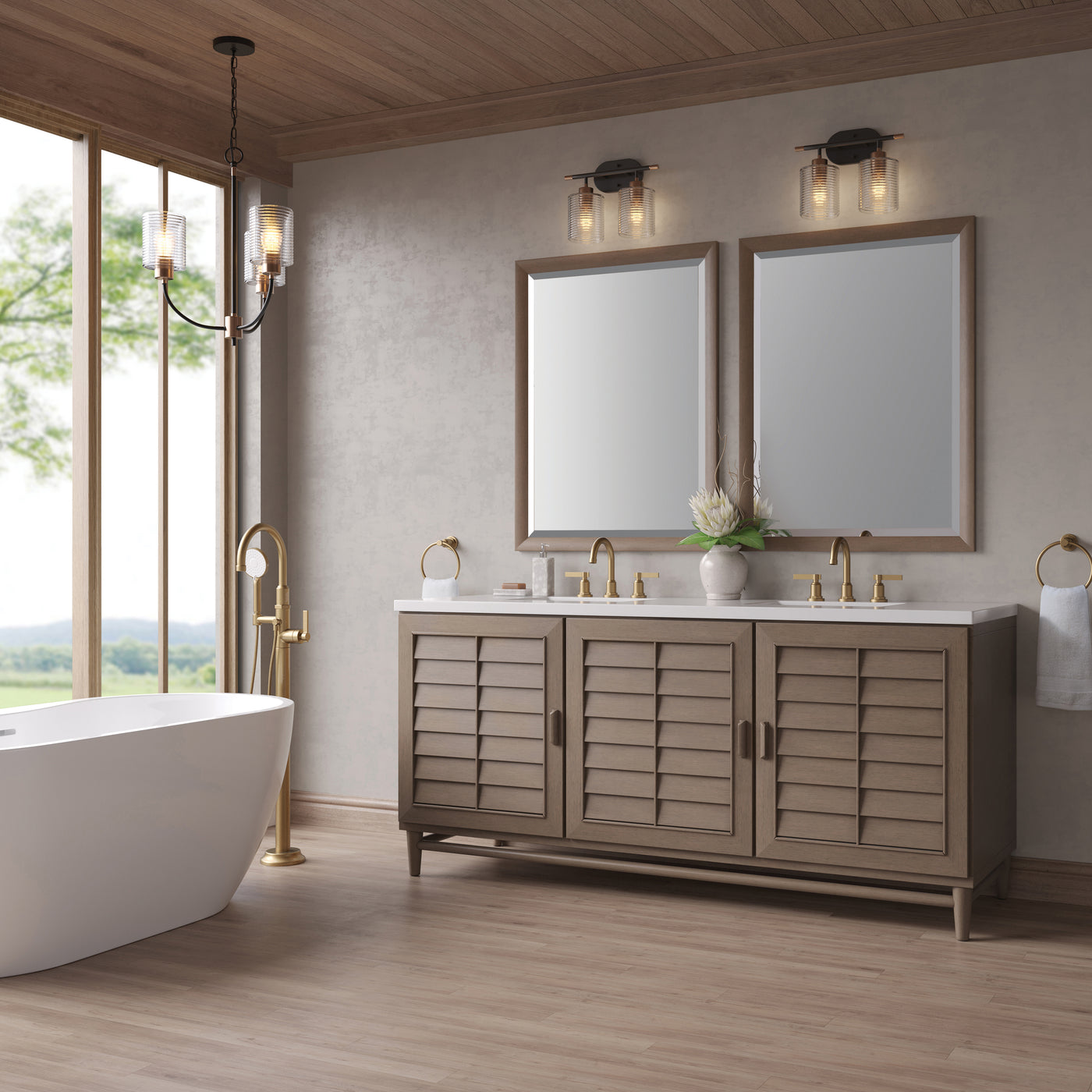 James Martin Portland 72" Double Bathroom Vanity, Whitewashed Walnut, view 38