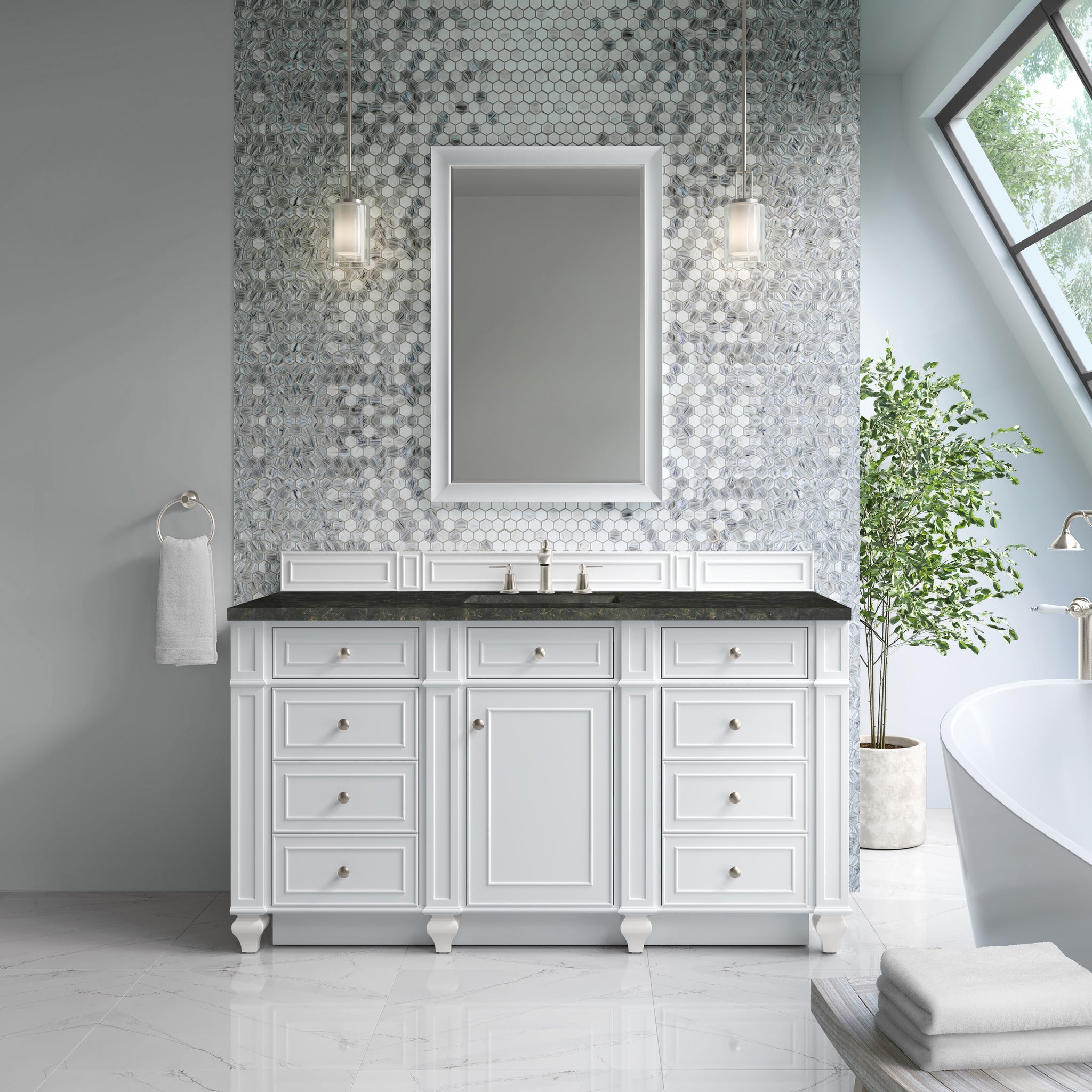 James Martin Bristol 60" Single Bathroom Vanity, Bright White, view 39