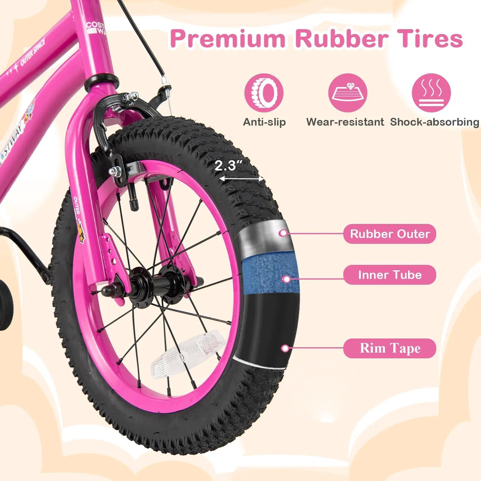 16-Inch Kids Bike for 4-7 Years Old Adjustable with Removable Training Wheels-16 inches by DirectDeals