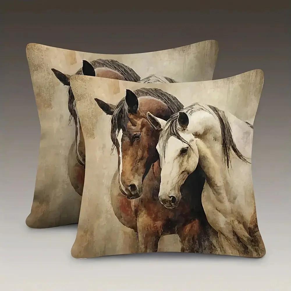 Pillow Cover - Decorative Brown White 45x45cm by House Of Avana