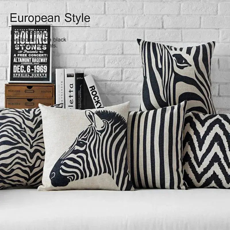 Pillow Cover - Geometric Black White by House Of Avana