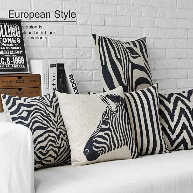 Pillow Cover - Geometric Black White by House Of Avana