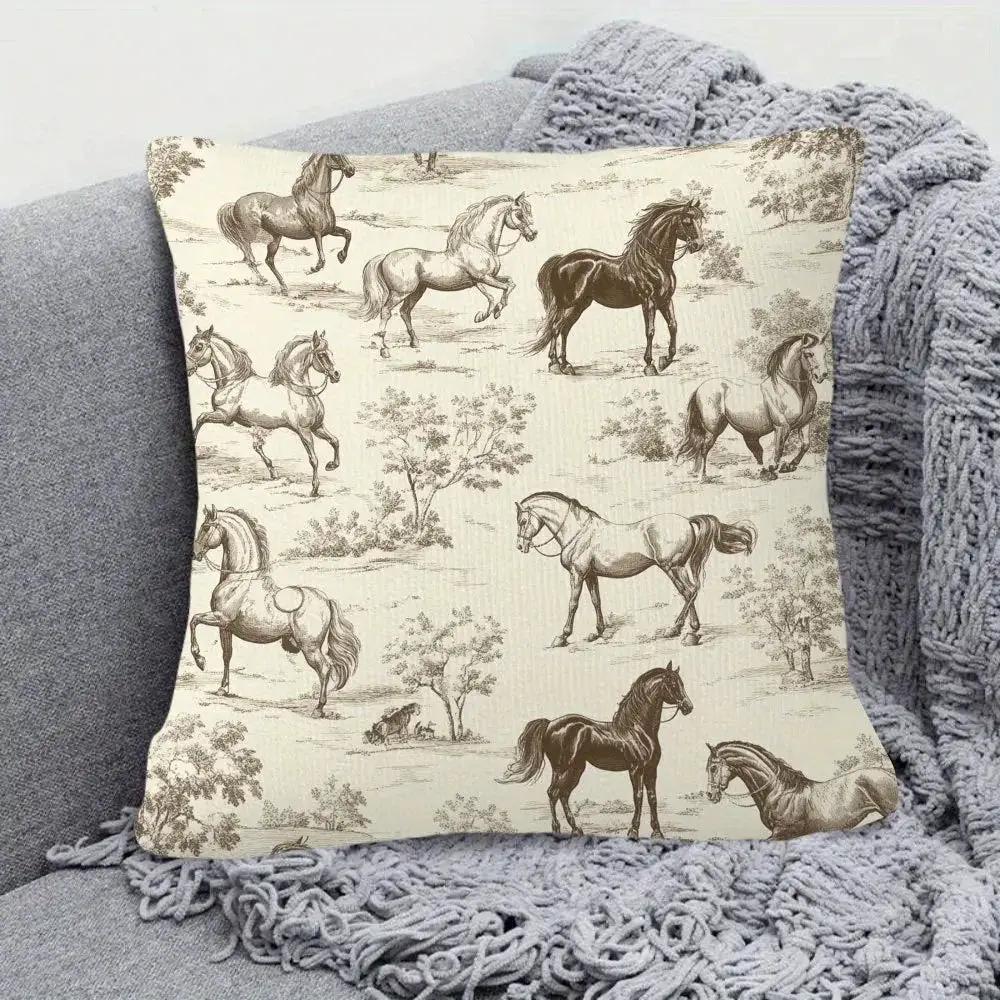 Pillow Cover - Vintage Toile Pattern Cotton 45x45cm by House Of Avana