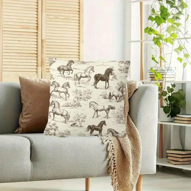 Pillow Cover - Vintage Toile Pattern Cotton 45x45cm by House Of Avana