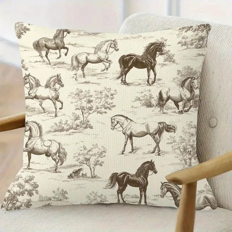 Pillow Cover - Vintage Toile Pattern Cotton 45x45cm by House Of Avana