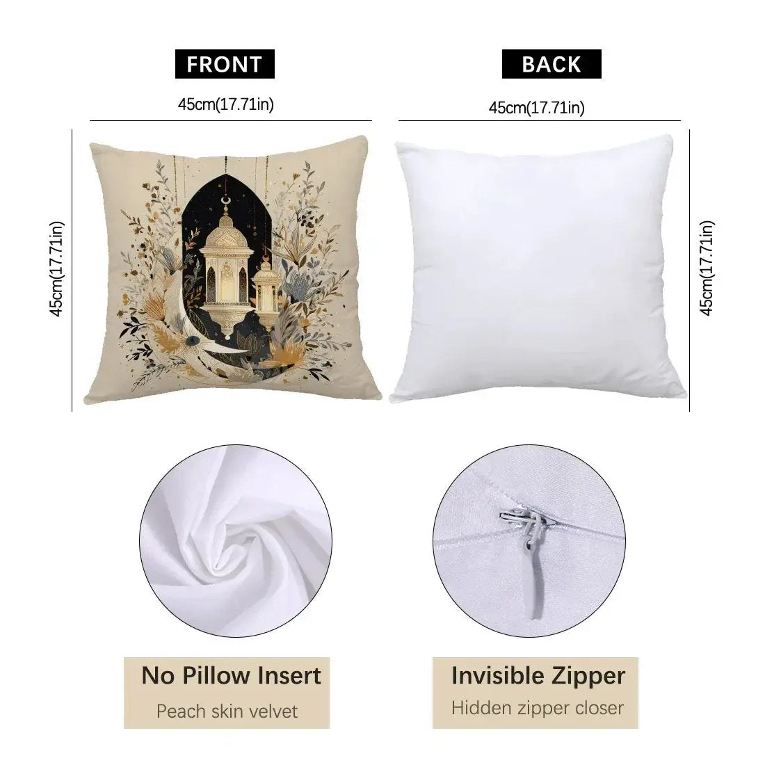 Pillow Covers - Crescent Printed Polyester 44.98cm by House Of Avana