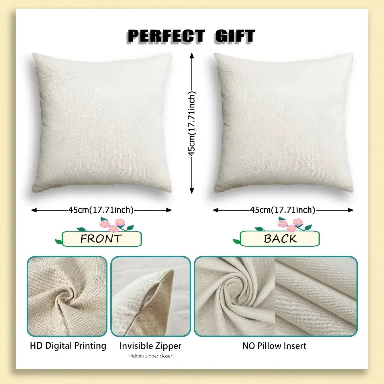Pillow Covers - Zippered Cotton Beige by House Of Avana
