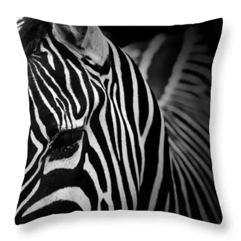 Pillowcase - Zebra Print Black White 18x18 by House Of Avana