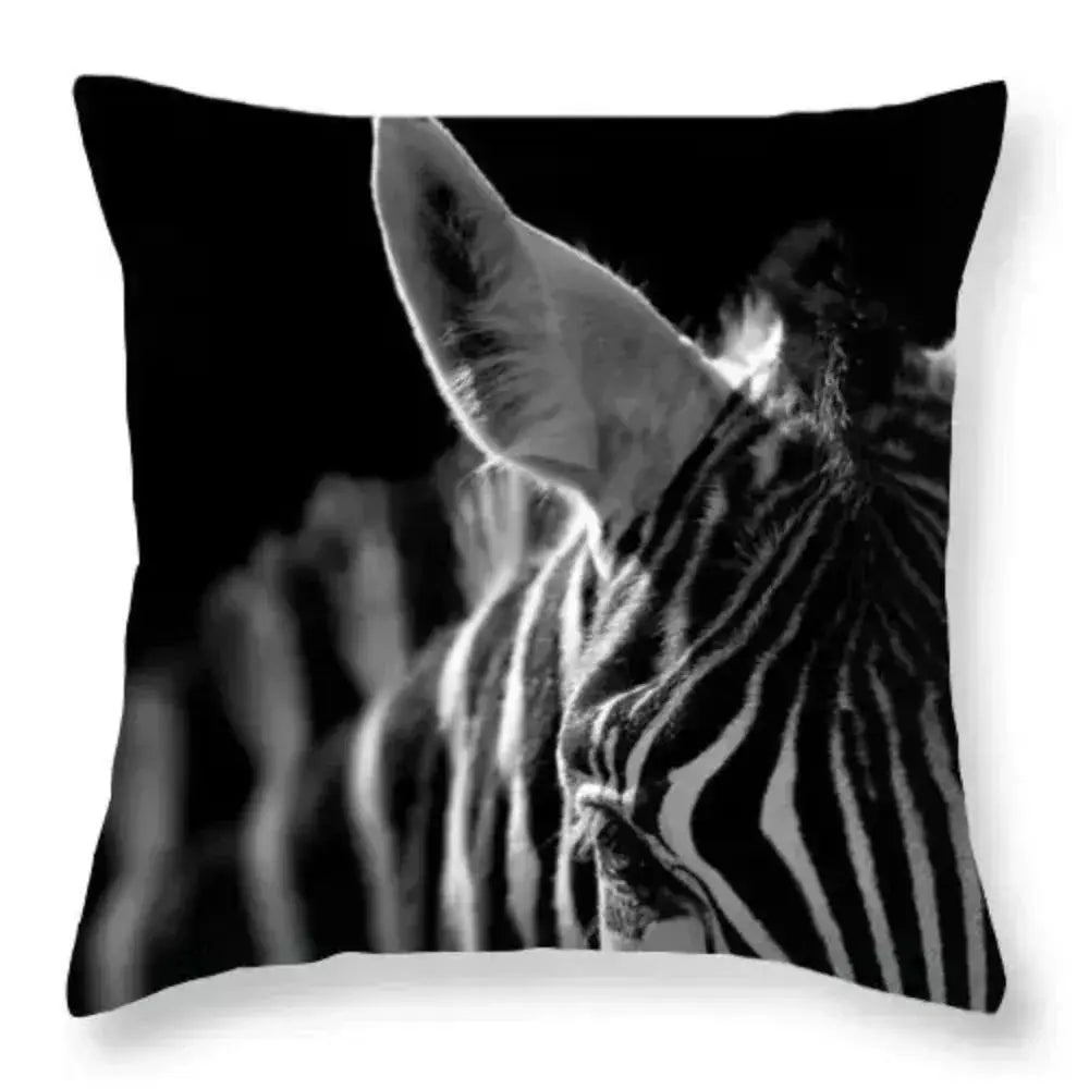 Pillowcase - Zebra Print Black White 18x18 by House Of Avana