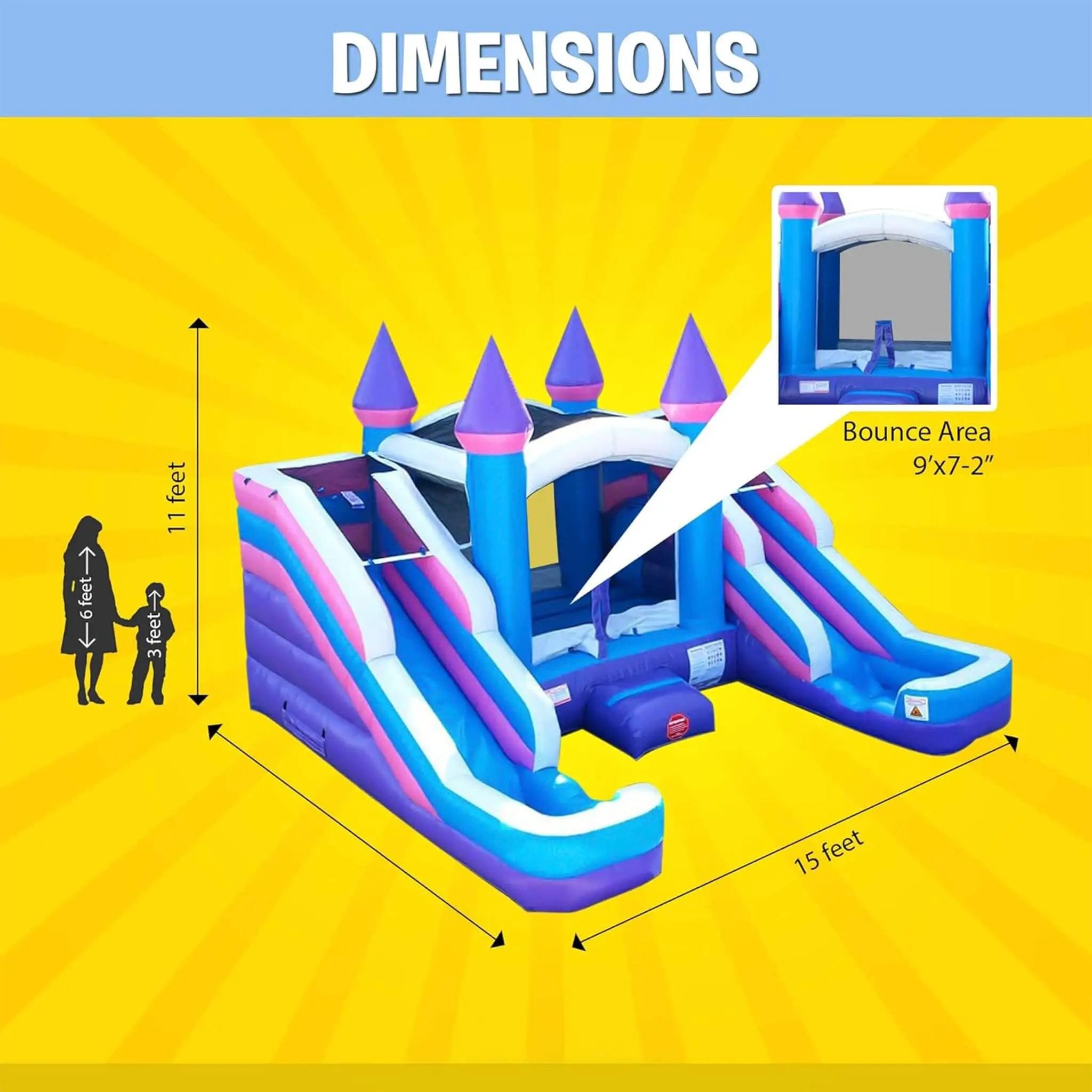 16FT Pink Castle Bounce House Combo With Double Water Slide (SAK84027) by SAKSBY WHOLESALE