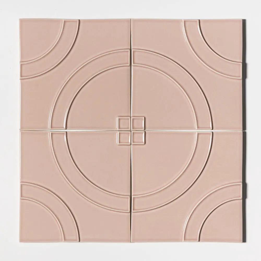 Pink Glossy Ceramic Accent Tiles 8x8 room scene