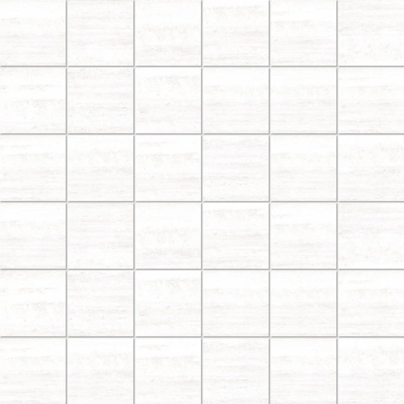 Pisa White Mosaic A Travertine Look Porcelain Mosaics 12x12 by landmarkceramics