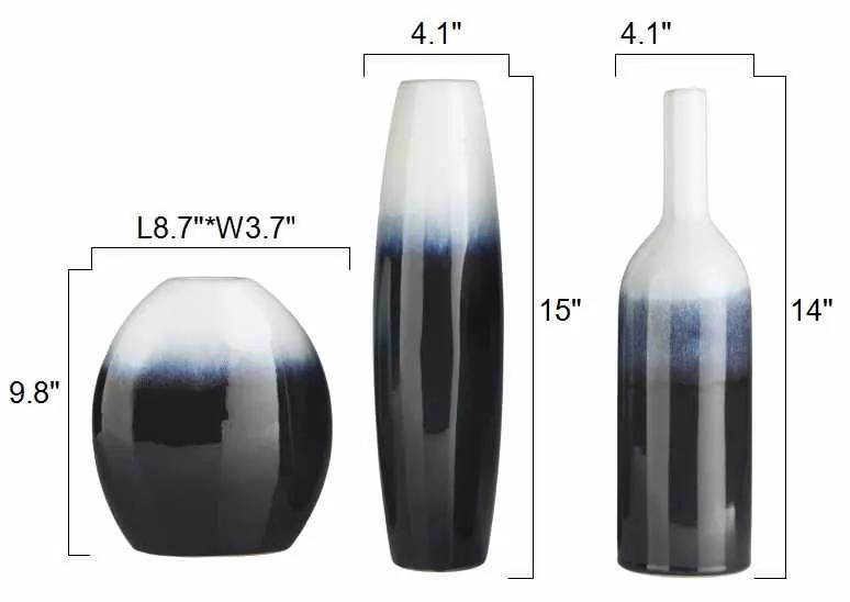 Pitfour Blue White Ceramic Outdoor Vase Set by Boutique Rugs
