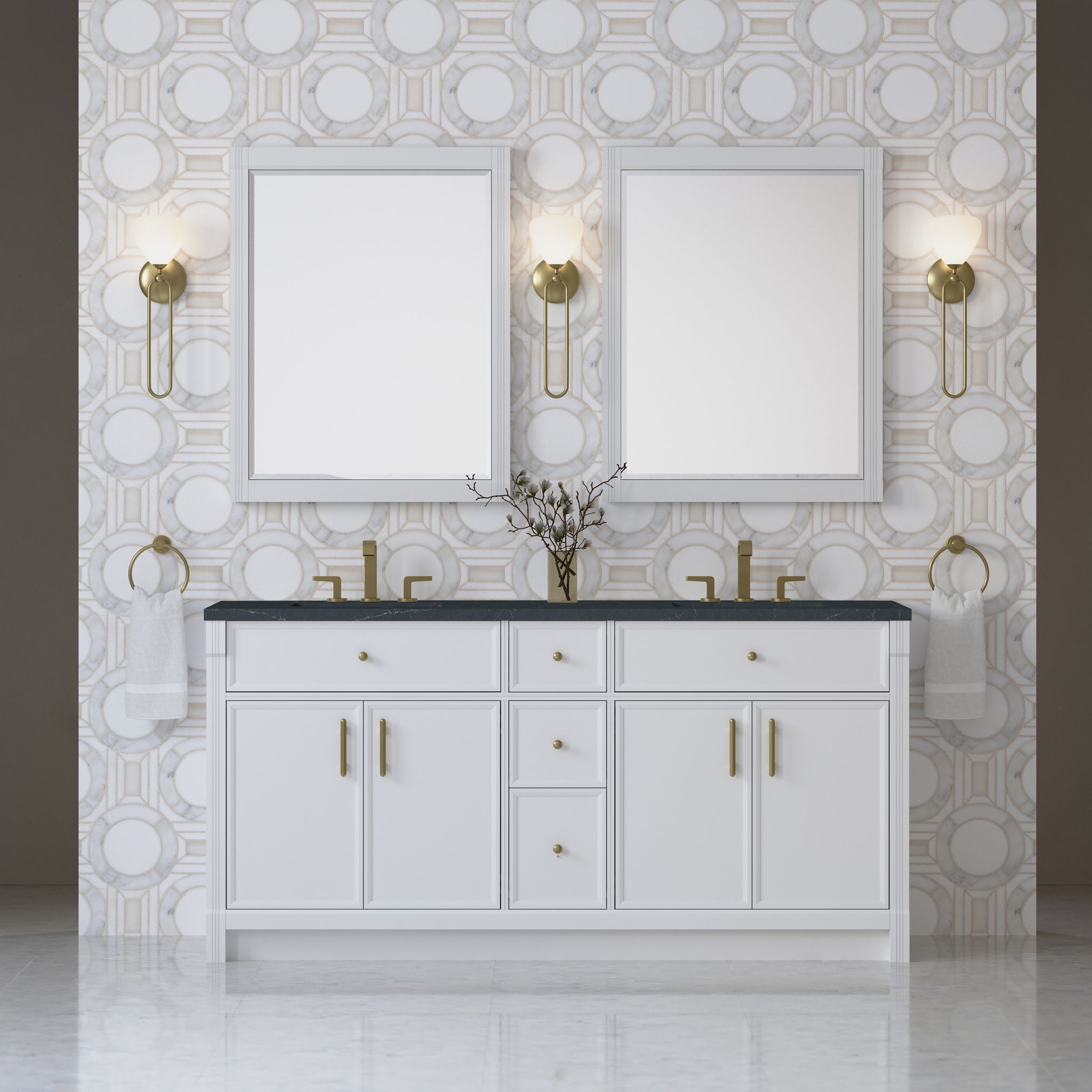 James Martin Bellshire 72" Double Bathroom Vanity, Bright White, view 34