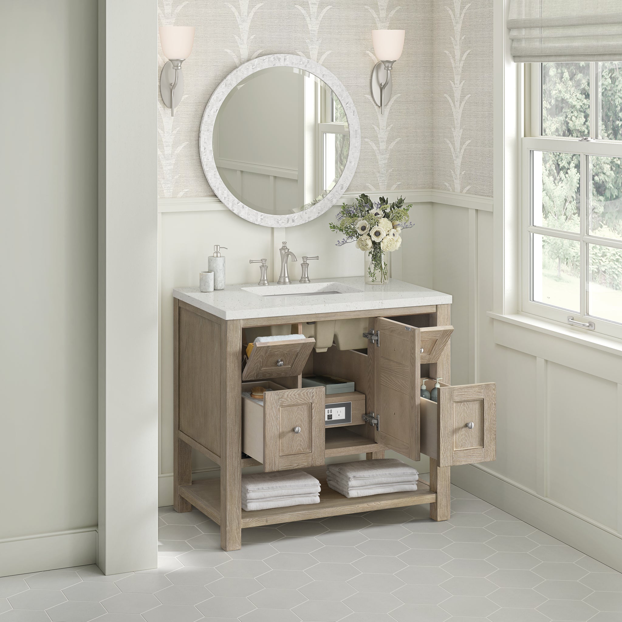 James Martin Breckenridge 36" Single Bathroom Vanity, Whitewashed Oak, view 25