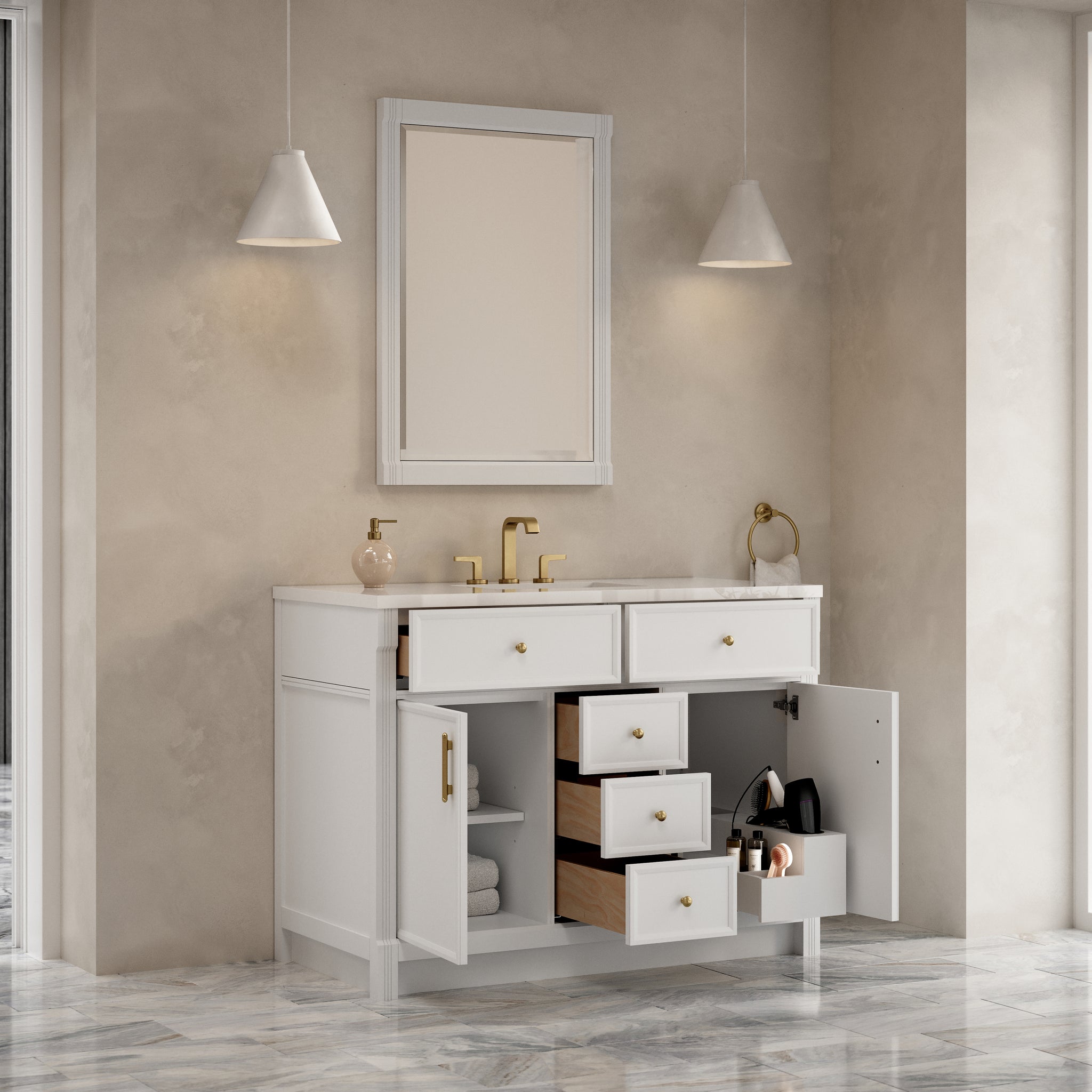 James Martin Bellshire 48" Single Bathroom Vanity, Bright White, view 40