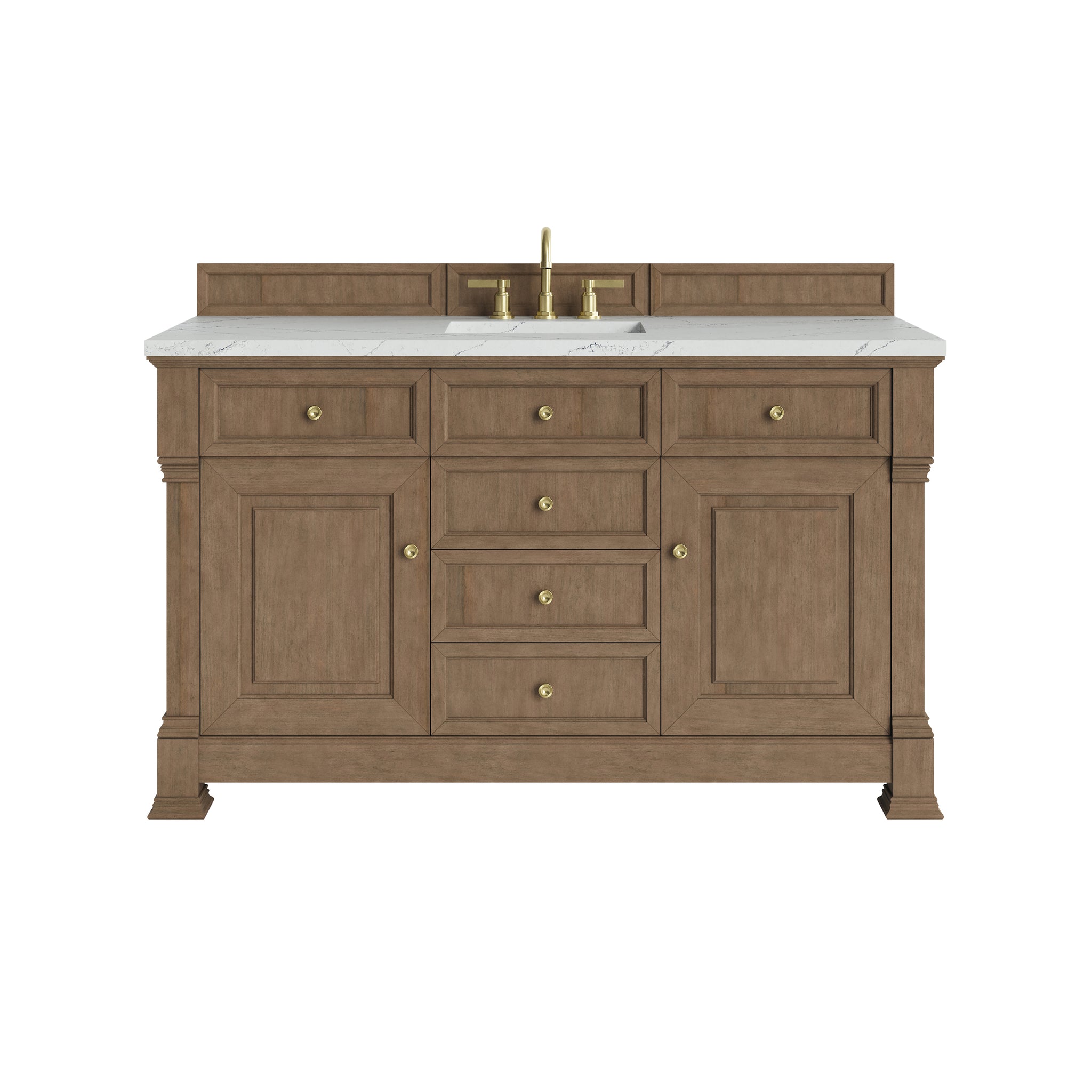 James Martin Brookfield 60" Single Bathroom Vanity, Pecan with Ethereal Noctis countertop