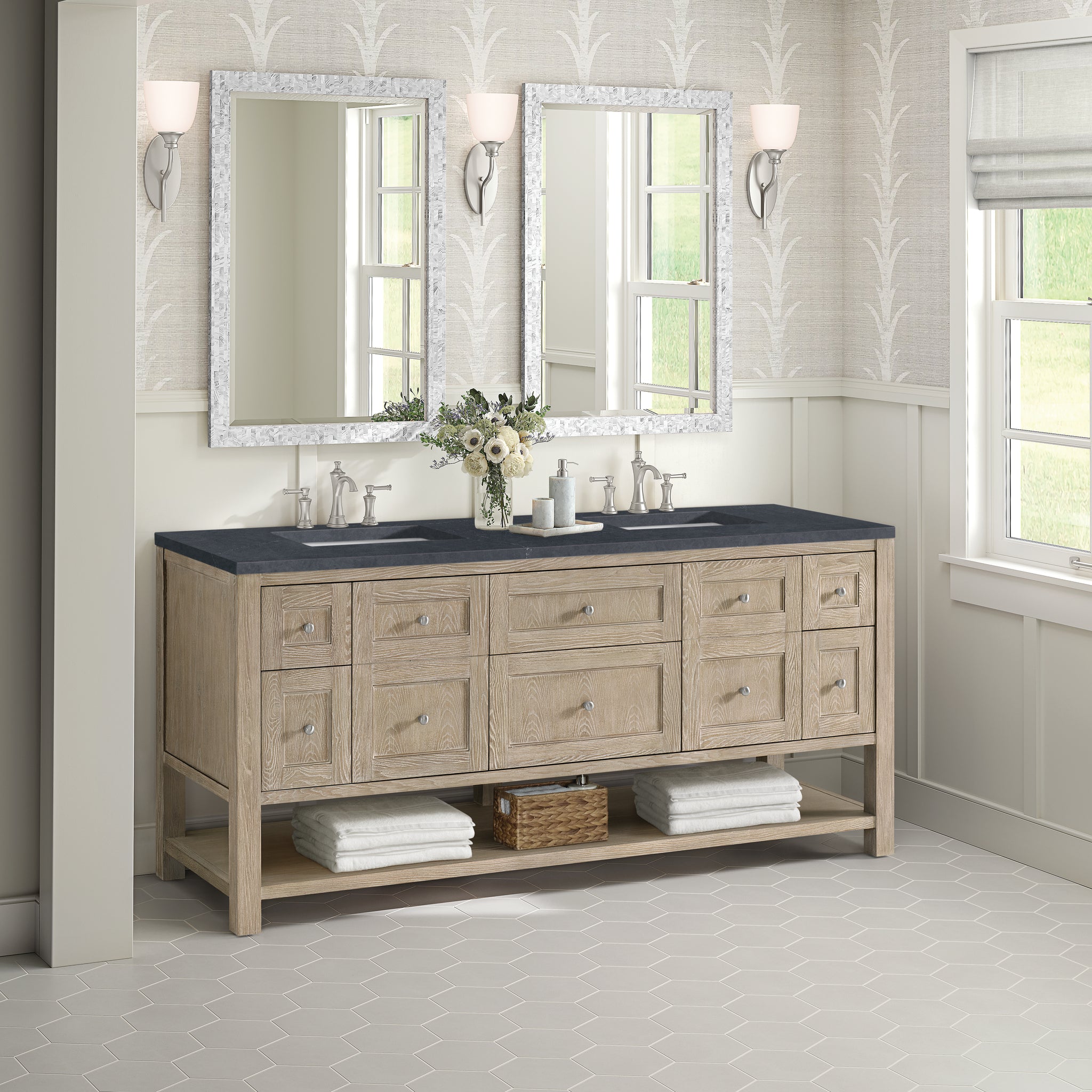 James Martin Breckenridge 72" Double Bathroom Vanity, Whitewashed Oak, view 40