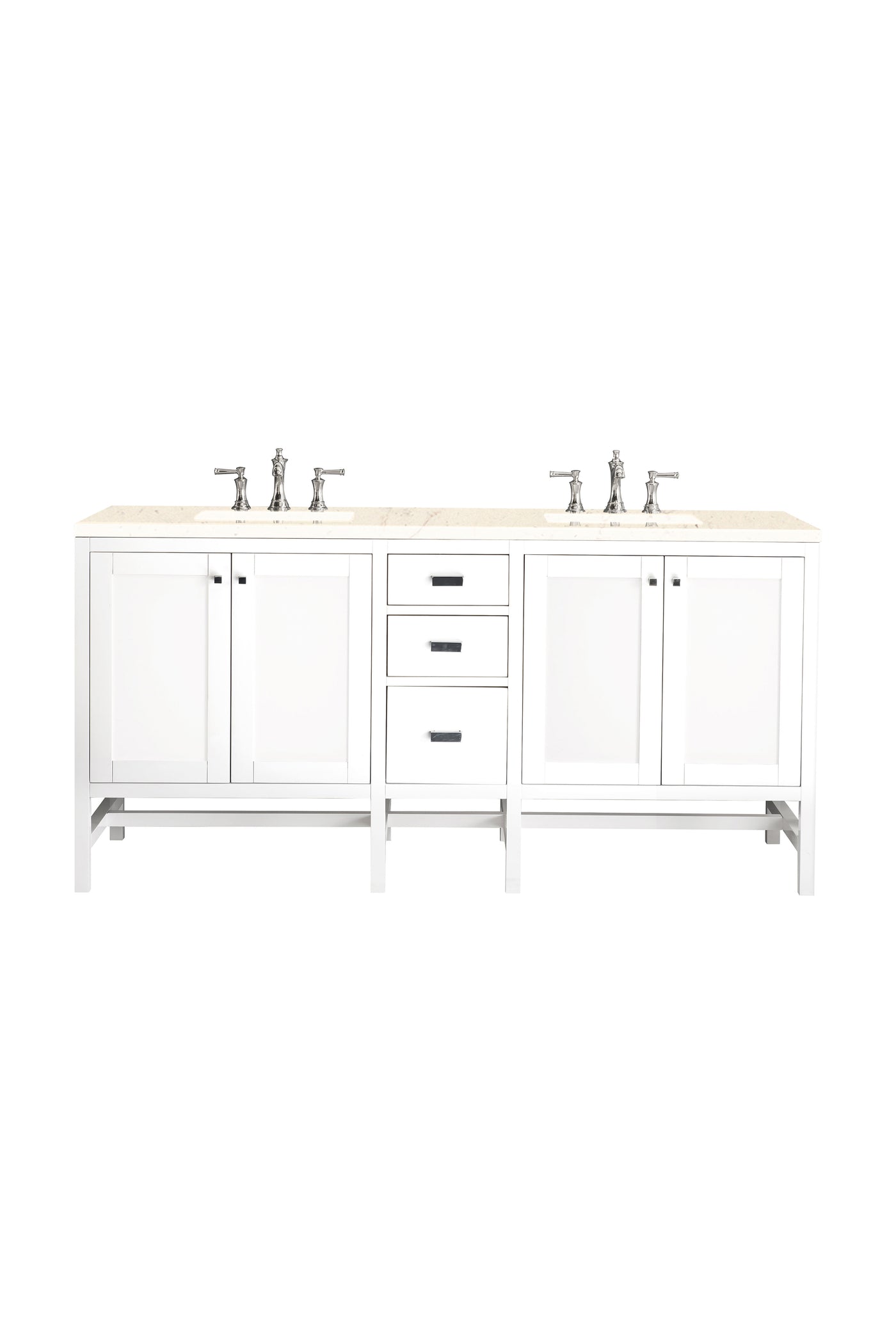 James Martin Addison 72" Double Bathroom Vanity, Glossy White with Eternal Marfil countertop