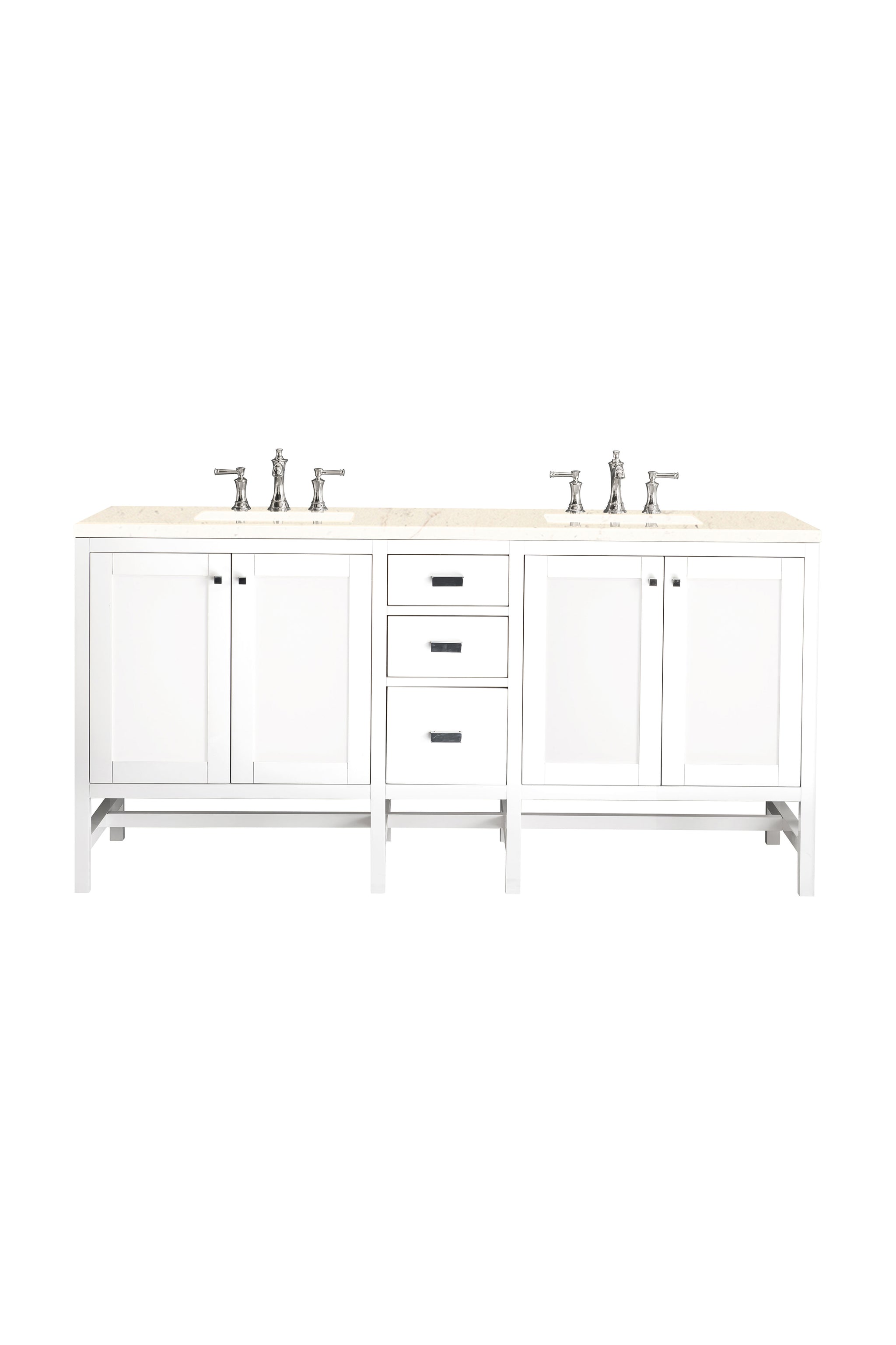James Martin Addison 72" Double Bathroom Vanity, Glossy White with Eternal Marfil countertop