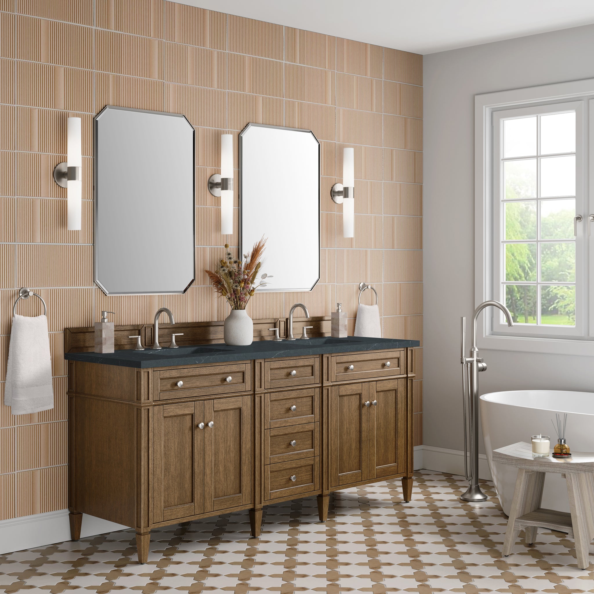 James Martin Brittany 72" Double Bathroom Vanity, Saddle Brown, view 31
