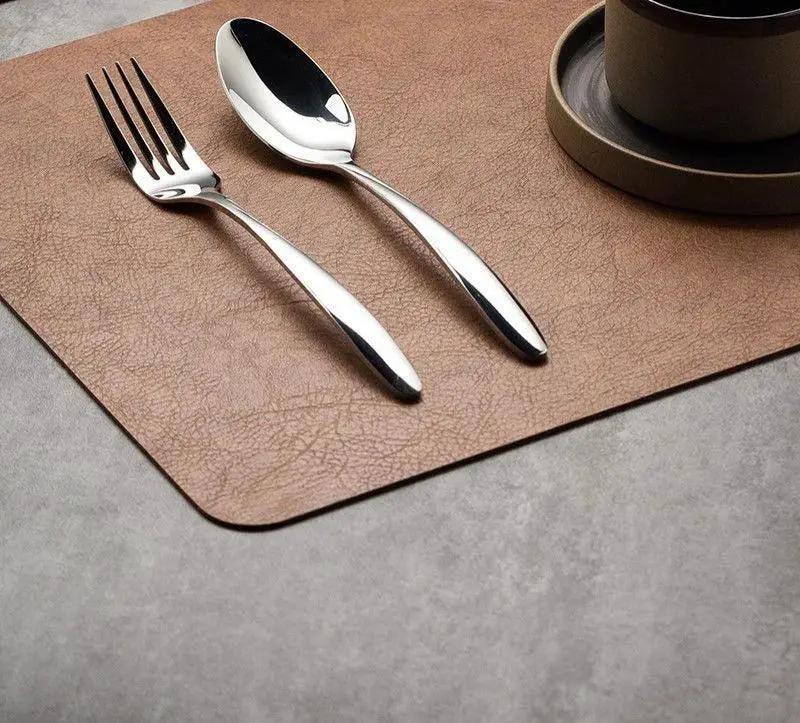 Placemats - Heat Insulated Brown Leather by House Of Avana