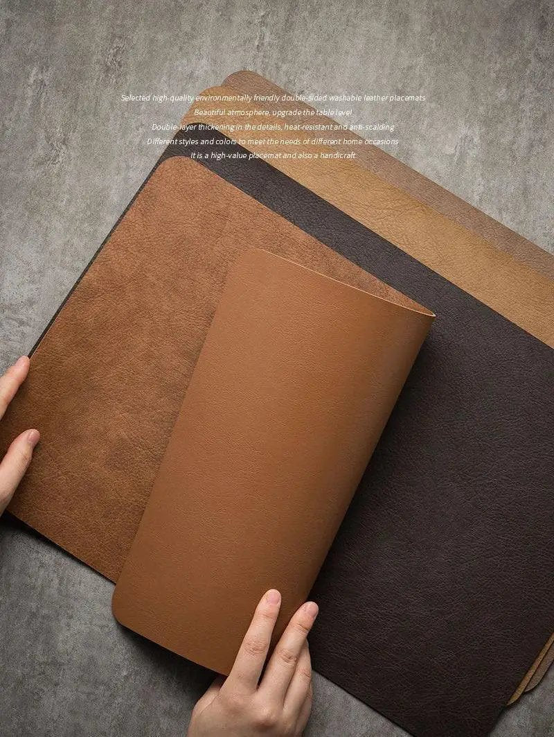 Placemats - Heat Insulated Brown Leather by House Of Avana