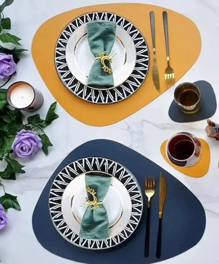 Placemats - Oil-Proof PU Leather Cream Set by House Of Avana
