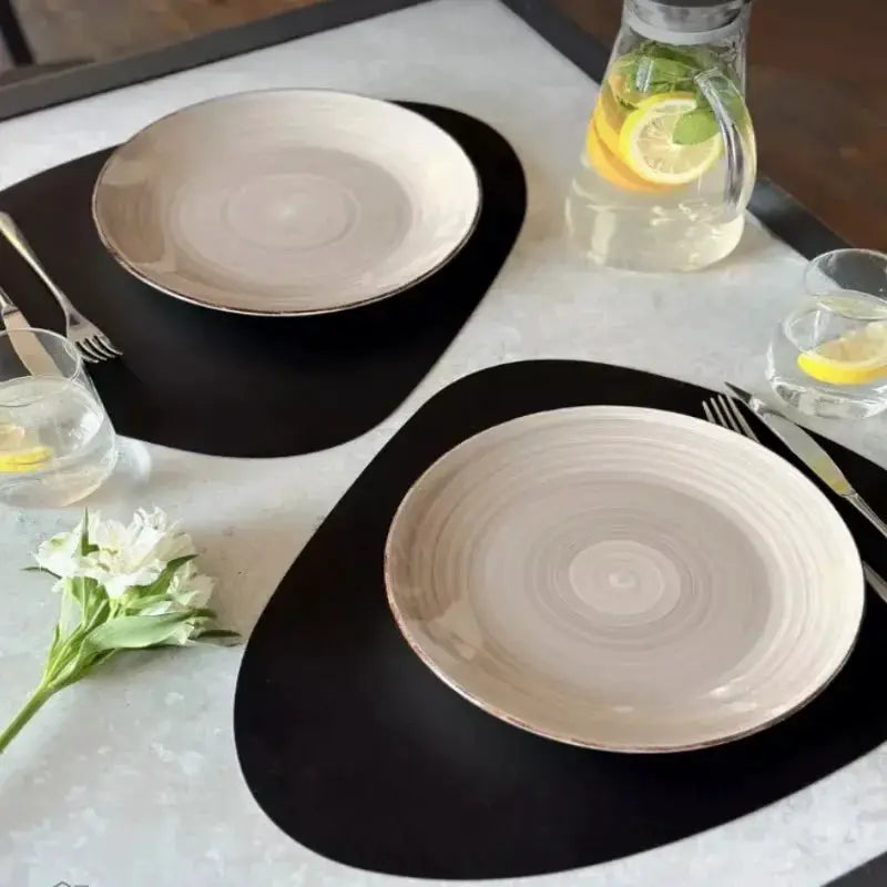 Placemats - Oil-Proof PU Leather Cream Set by House Of Avana