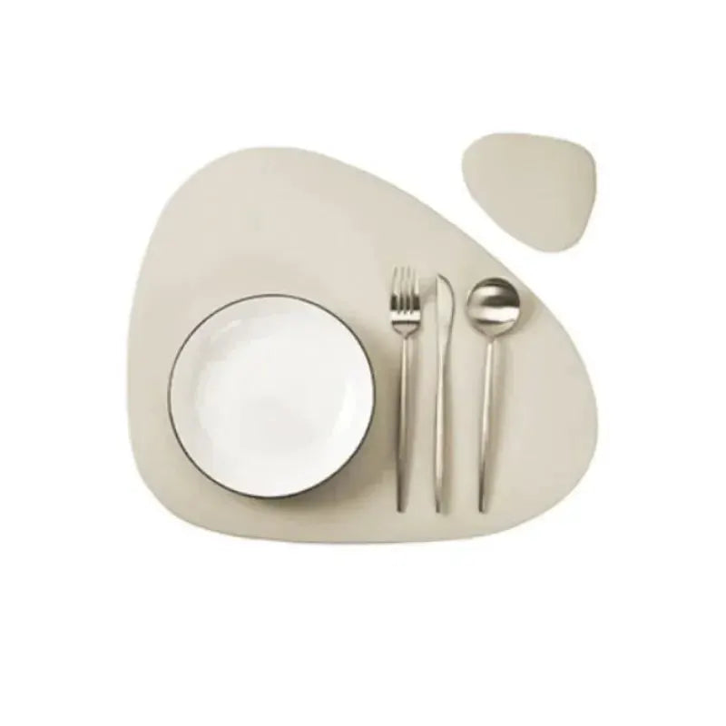 Placemats - Oil-Proof PU Leather Cream Set by House Of Avana