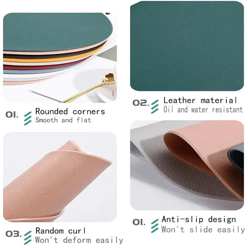 Placemats - Oil-Proof PU Leather Cream Set by House Of Avana