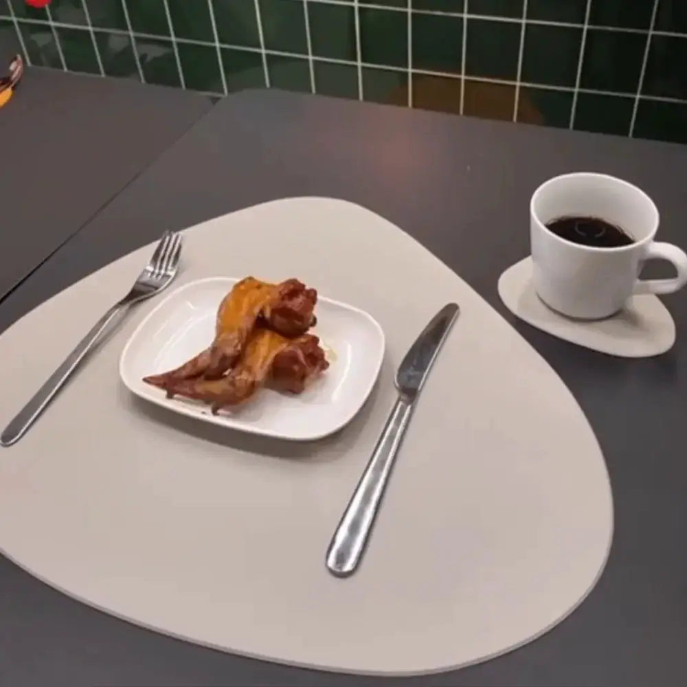 Placemats - Oil-Proof PU Leather Cream Set by House Of Avana