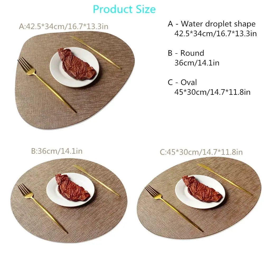 Placemats - Waterproof Metal PVC Non Slip by House Of Avana