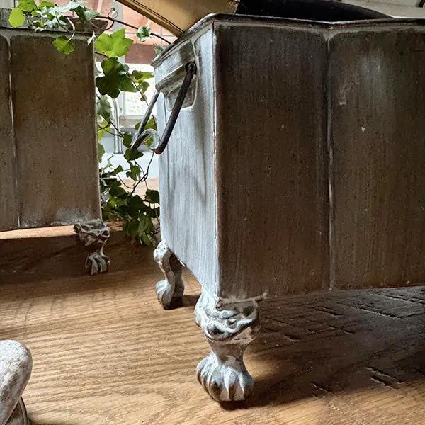 Aged Metal Footed Planters, Set of Two by Decor Steals