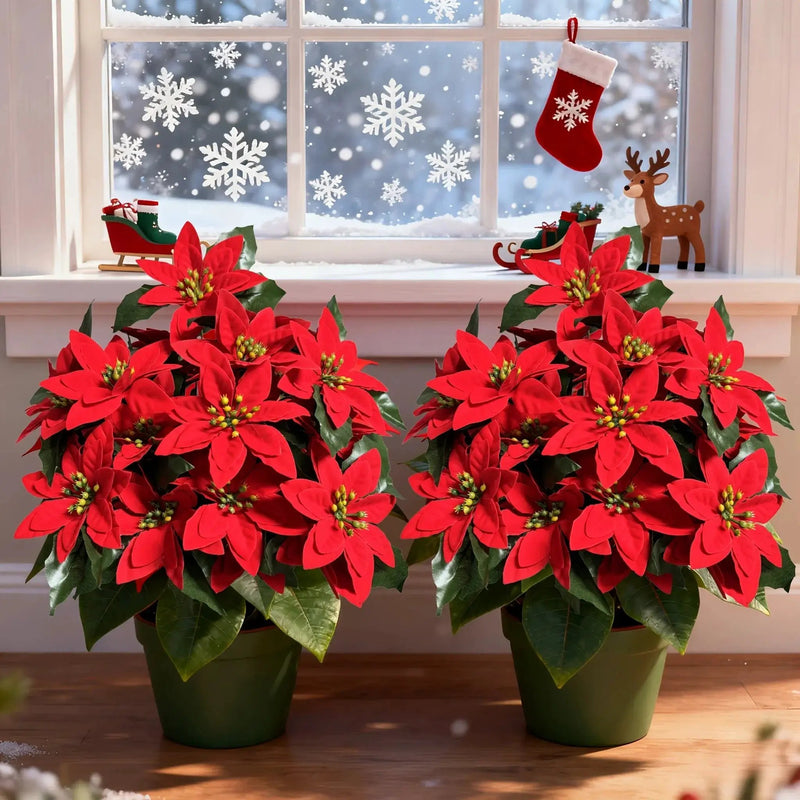 Plastic Artificial Flower Wreath - 24 Norfolk Faux Flowers for Christmas Decor by House Of Avana