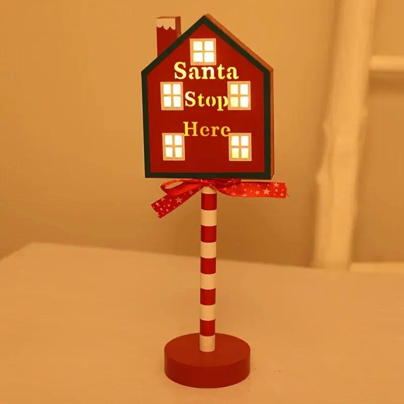 Plastic Christmas LED Sign with Santa Claus & "SANTA STOP HERE" Text by House Of Avana