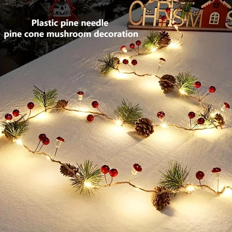Plastic Christmas Light String, Green 6.56 Feet 20 LED Pine Cone Decoration by House Of Avana