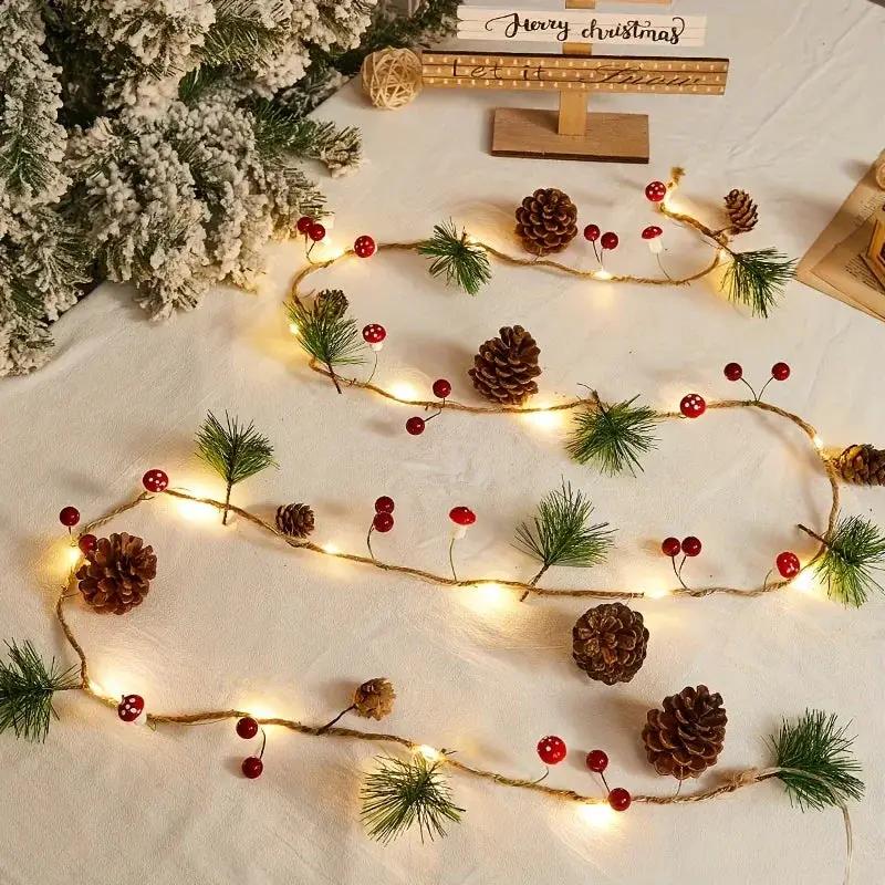 Plastic Christmas Light String, Green 6.56 Feet 20 LED Pine Cone Decoration by House Of Avana
