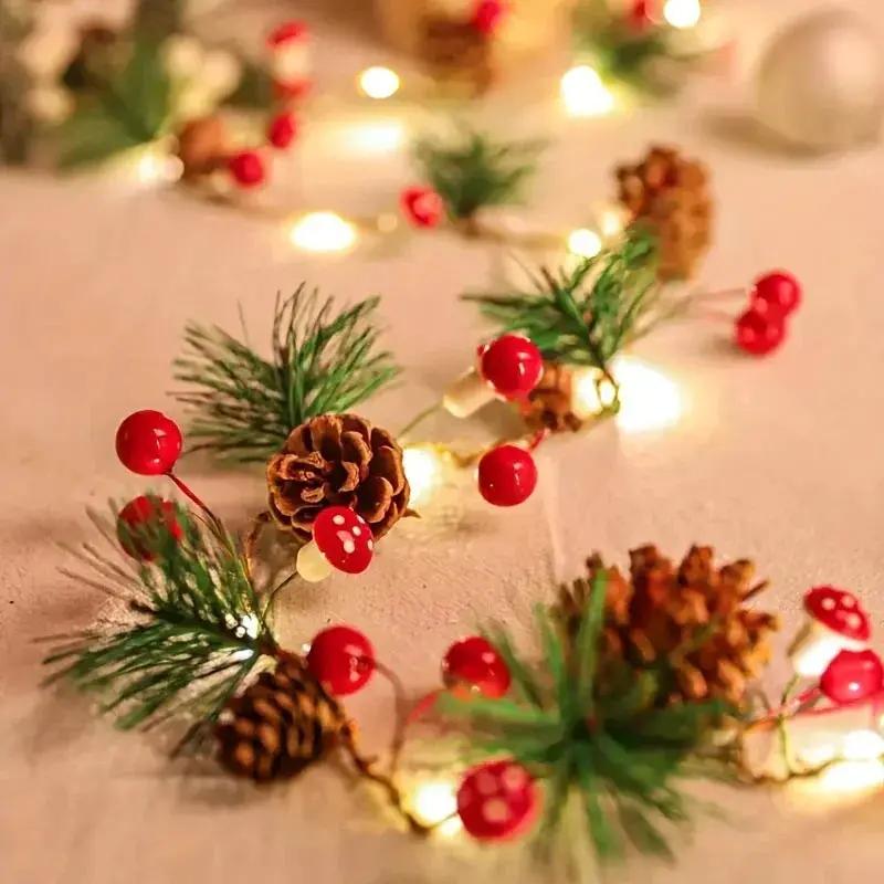 Plastic Christmas Light String, Green 6.56 Feet 20 LED Pine Cone Decoration by House Of Avana