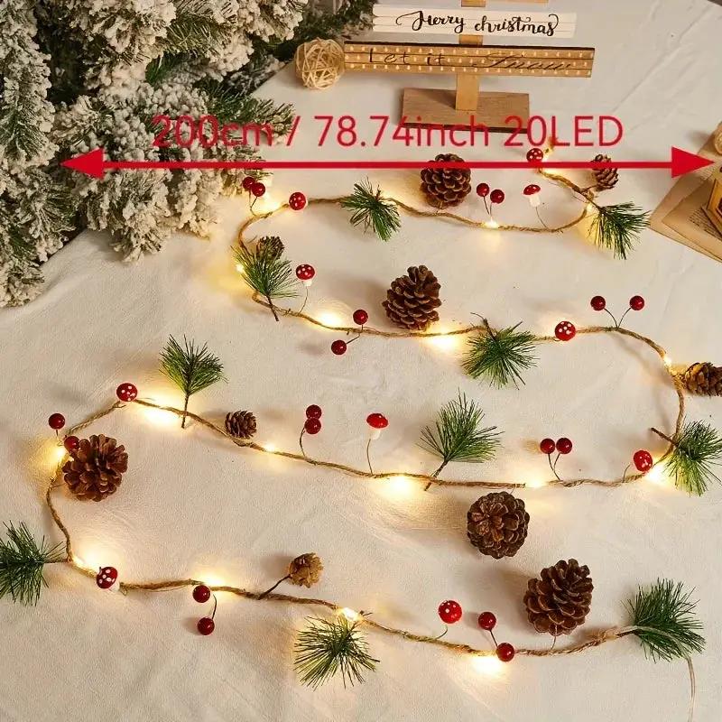 Plastic Christmas Light String, Green 6.56 Feet 20 LED Pine Cone Decoration by House Of Avana