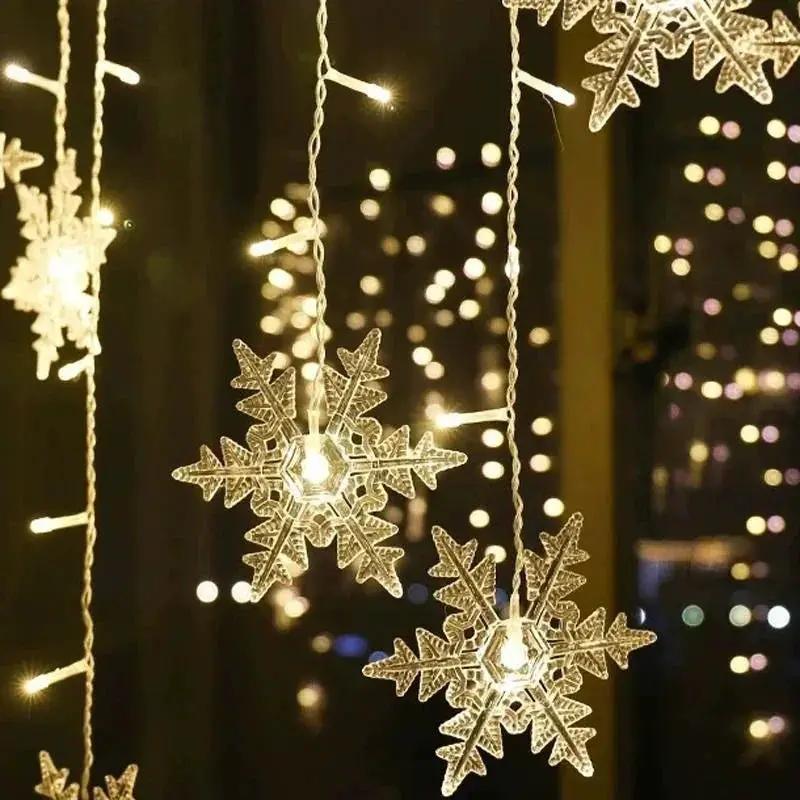 LED USB Snowflake String Lights for Indoor Outdoor Christmas Decor by House Of Avana