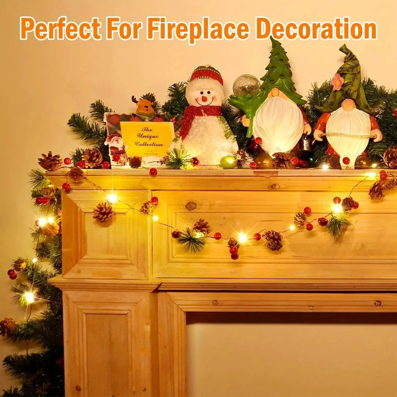 Plastic Fairy Lights with Pine Cones, 20-LED Warm White & Multicolor, 199.95cm String Lights by House Of Avana