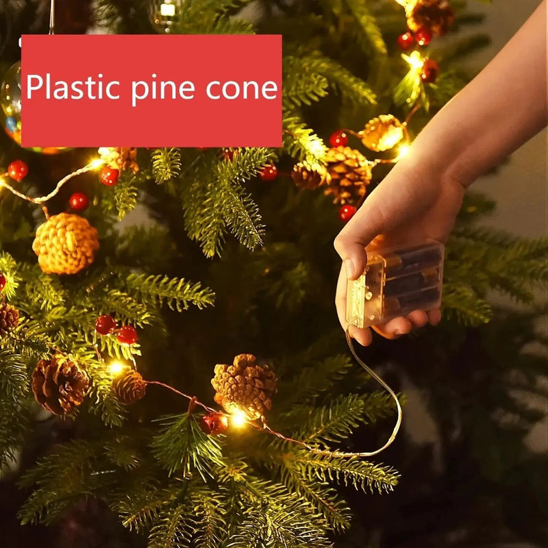 Plastic Fairy Lights with Pine Cones, 20-LED Warm White & Multicolor, 199.95cm String Lights by House Of Avana