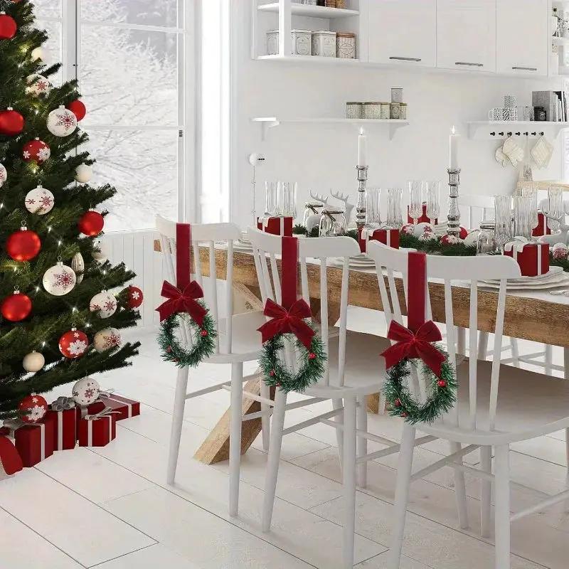 Plastic Mini Christmas Wreaths with Red Bow & Greenery by House Of Avana