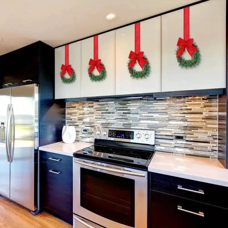 Plastic Mini Christmas Wreaths with Red Bow & Greenery by House Of Avana