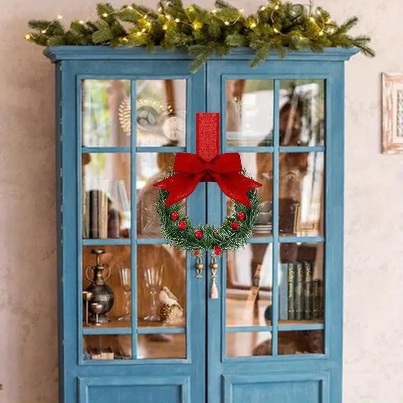 Plastic Mini Christmas Wreaths with Red Bow & Greenery by House Of Avana
