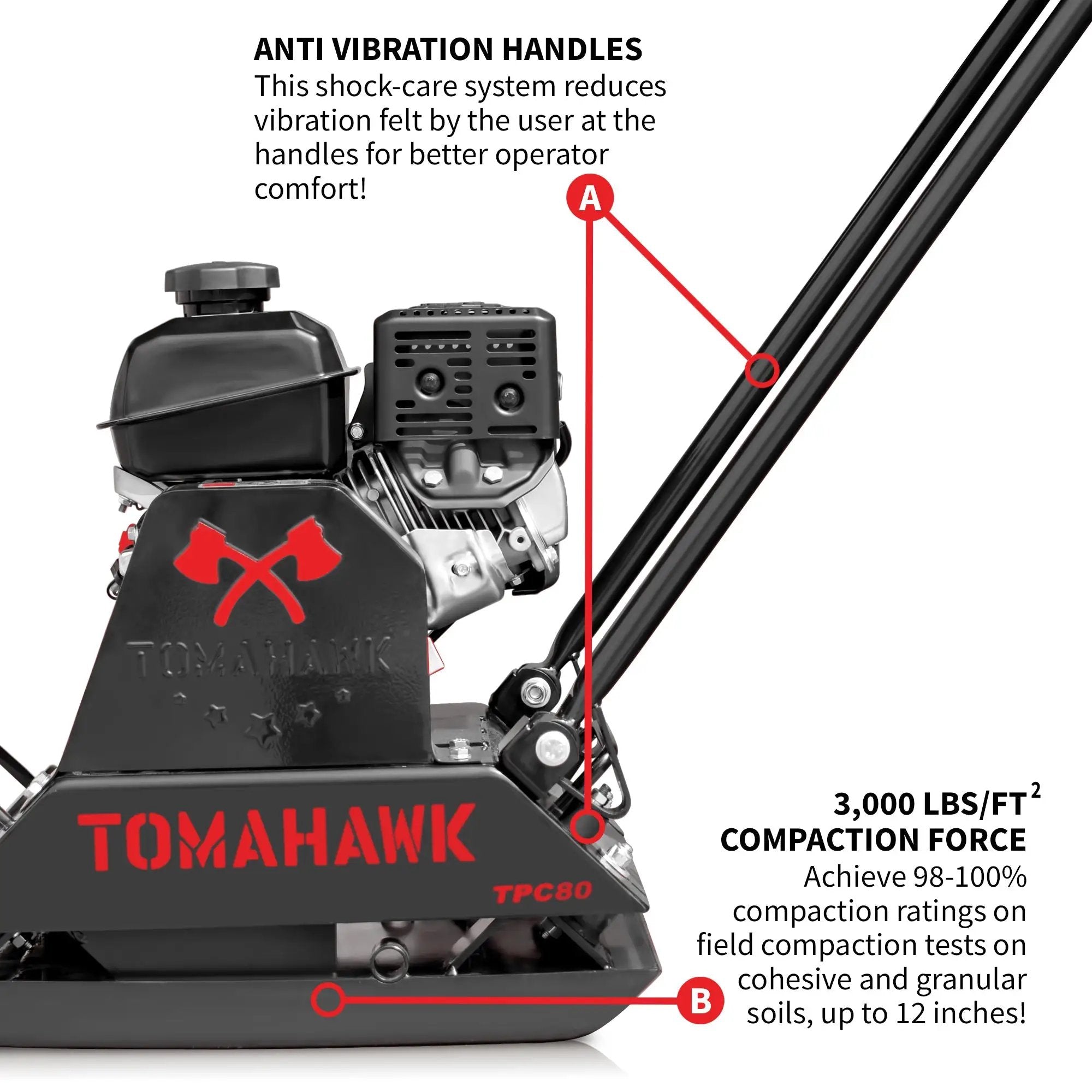 Vibratory Plate Compactor Tamper with Kohler Engine for Dirt Gravel Soil Compaction by Tomahawk Power