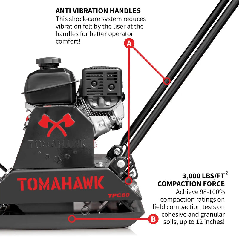 Vibratory Plate Compactor Tamper with Kohler Engine for Dirt Gravel Soil Compaction by Tomahawk Power