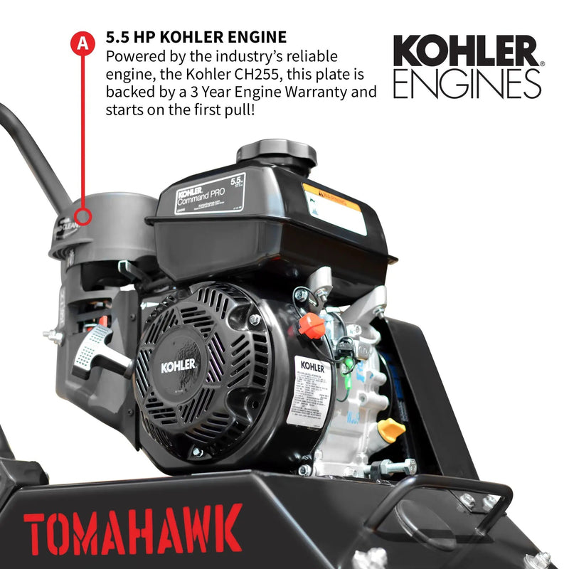 Vibratory Plate Compactor Tamper with Kohler Engine for Dirt Gravel Soil Compaction by Tomahawk Power
