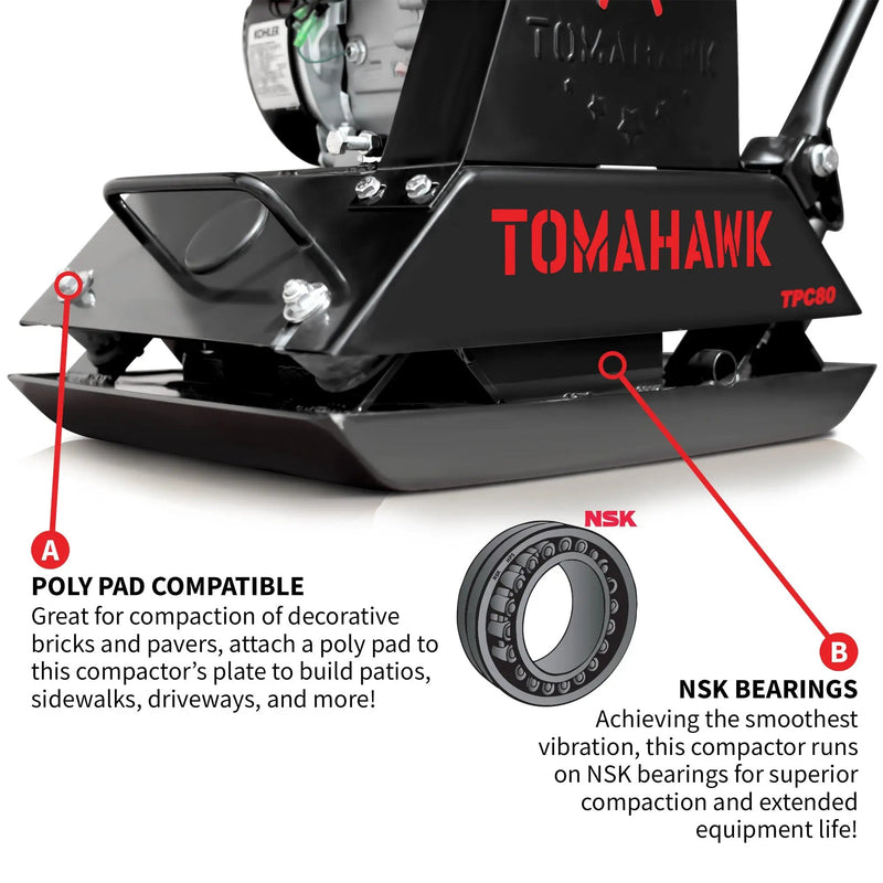 Vibratory Plate Compactor Tamper with Kohler Engine for Dirt Gravel Soil Compaction by Tomahawk Power